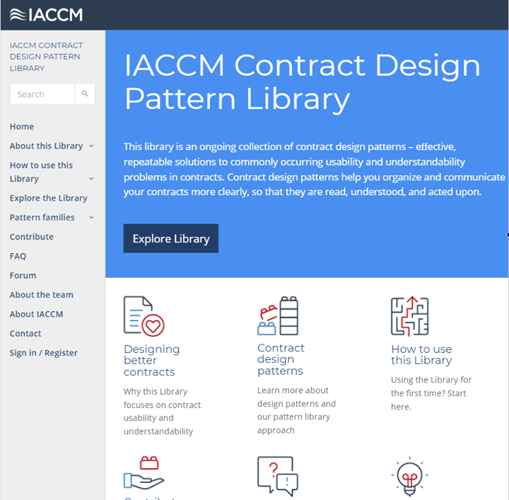 The IACCM Contract Design Pattern LibraryThis library is an 